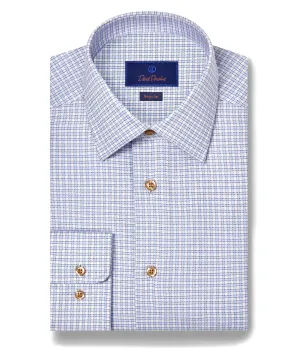 Camping Essential Polished Style RBSP11803421 | Sky & Chocolate Textured Check Dress Shirt