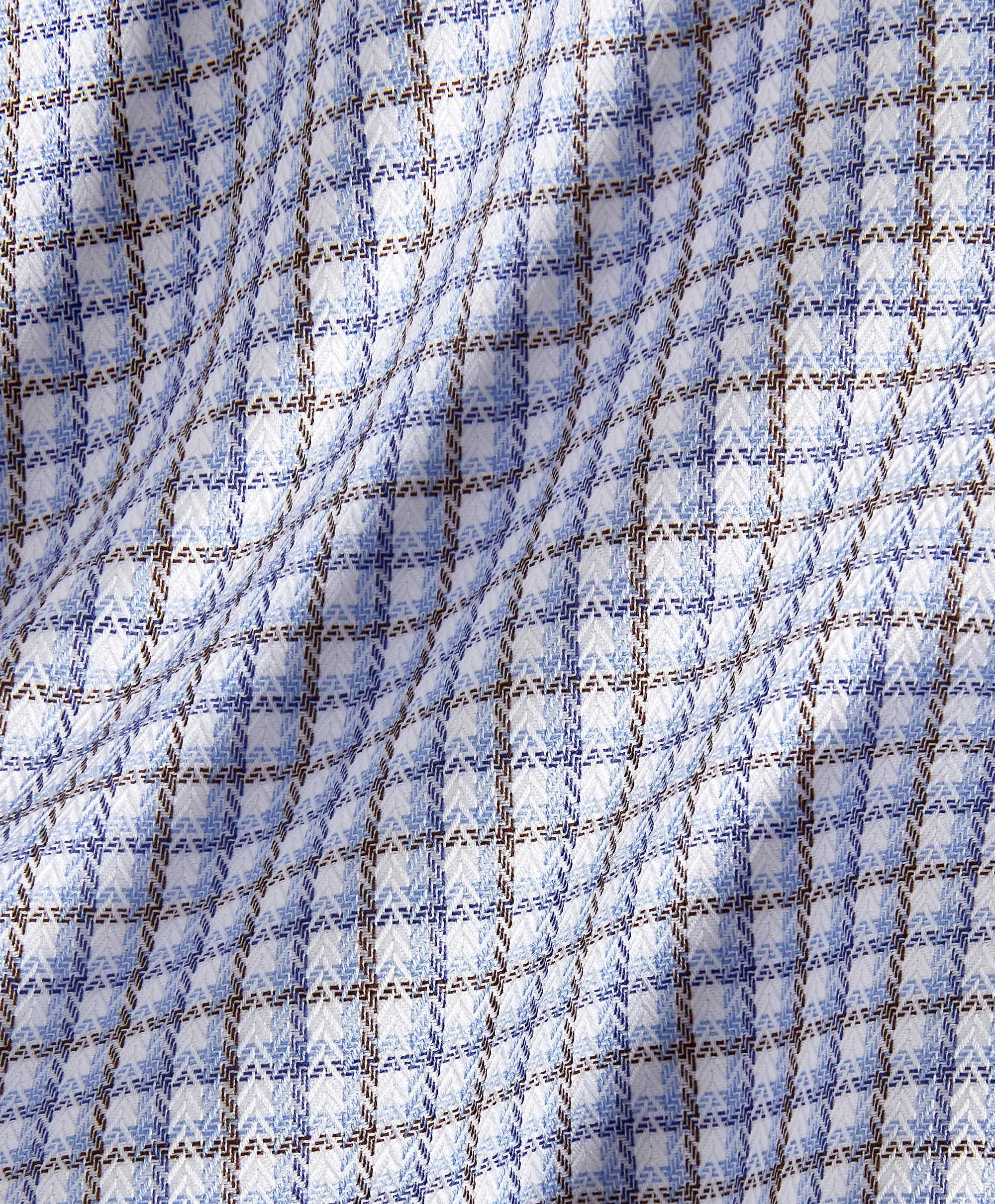 RBSP11807427 | Blue & Chocolate Herringbone Check Dress Shirt High-Quality Fabric High-End Fashion