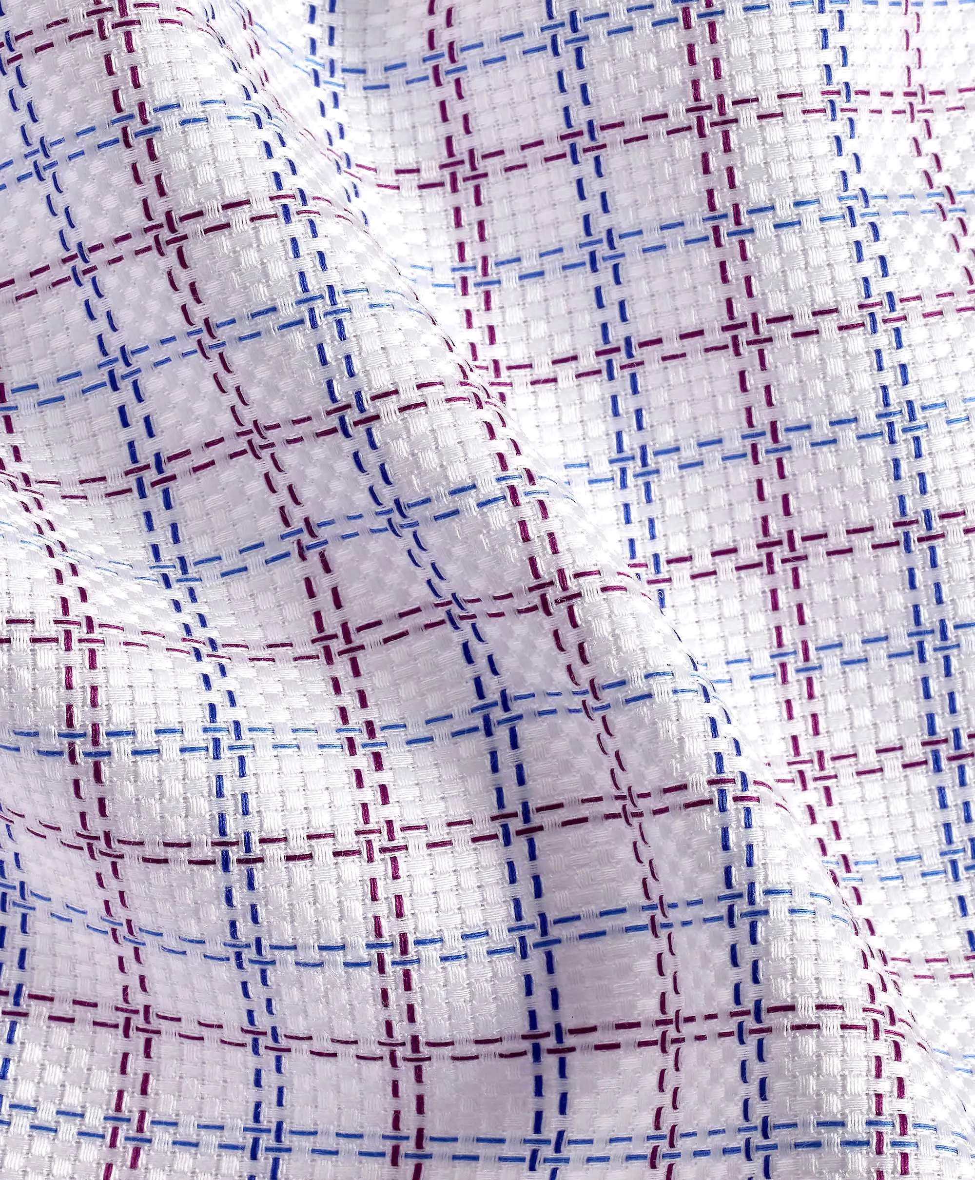 Ventilated Back Panel RBSP11808464 | Blue & Berry Textured Check Dress Shirt