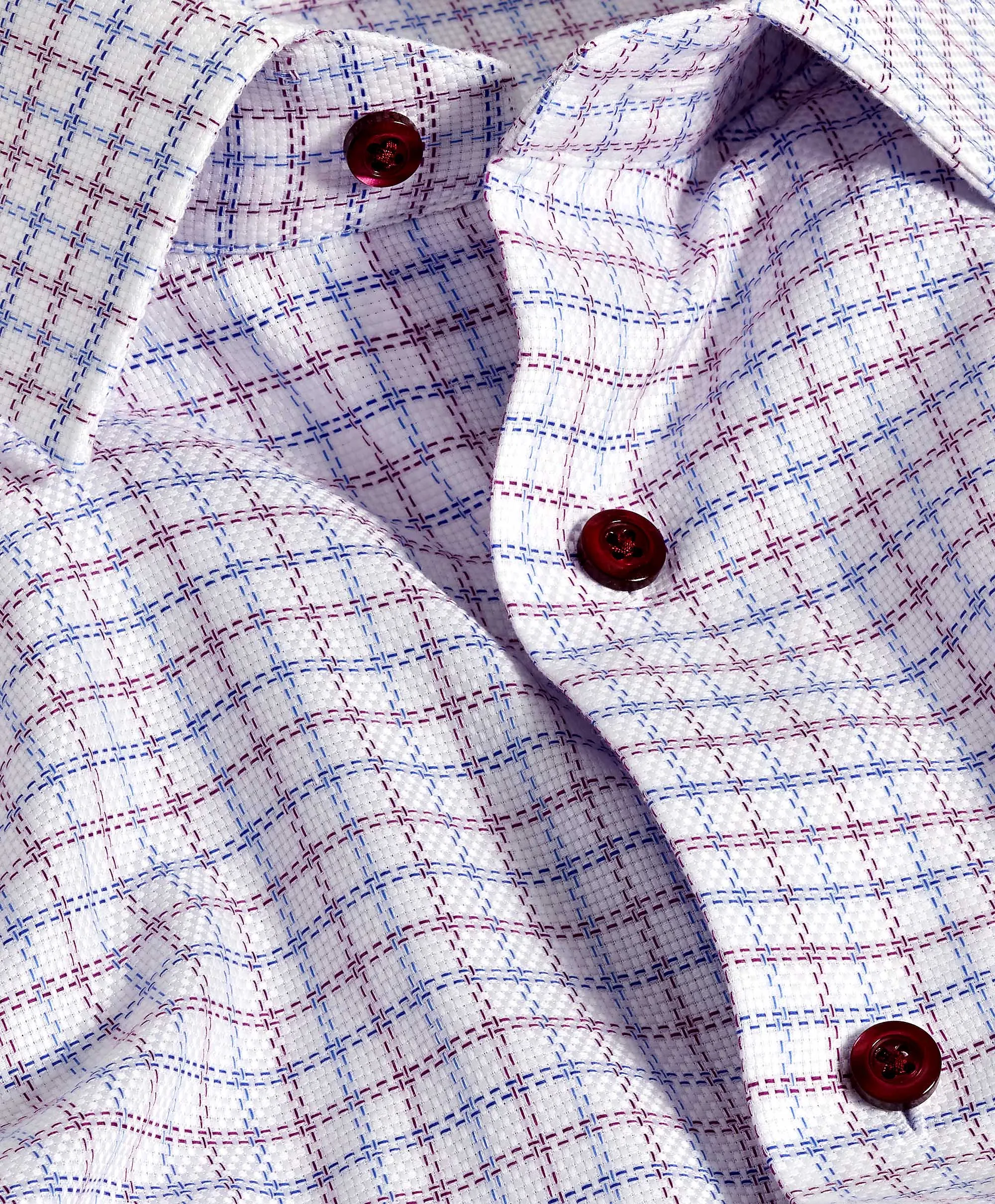 Polished Style RBSP11808464 | Blue & Berry Textured Check Dress Shirt
