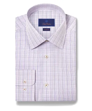 RBSP11817588 | Purple Multi Poplin Check Dress Shirt Soft Feel Holiday Travel