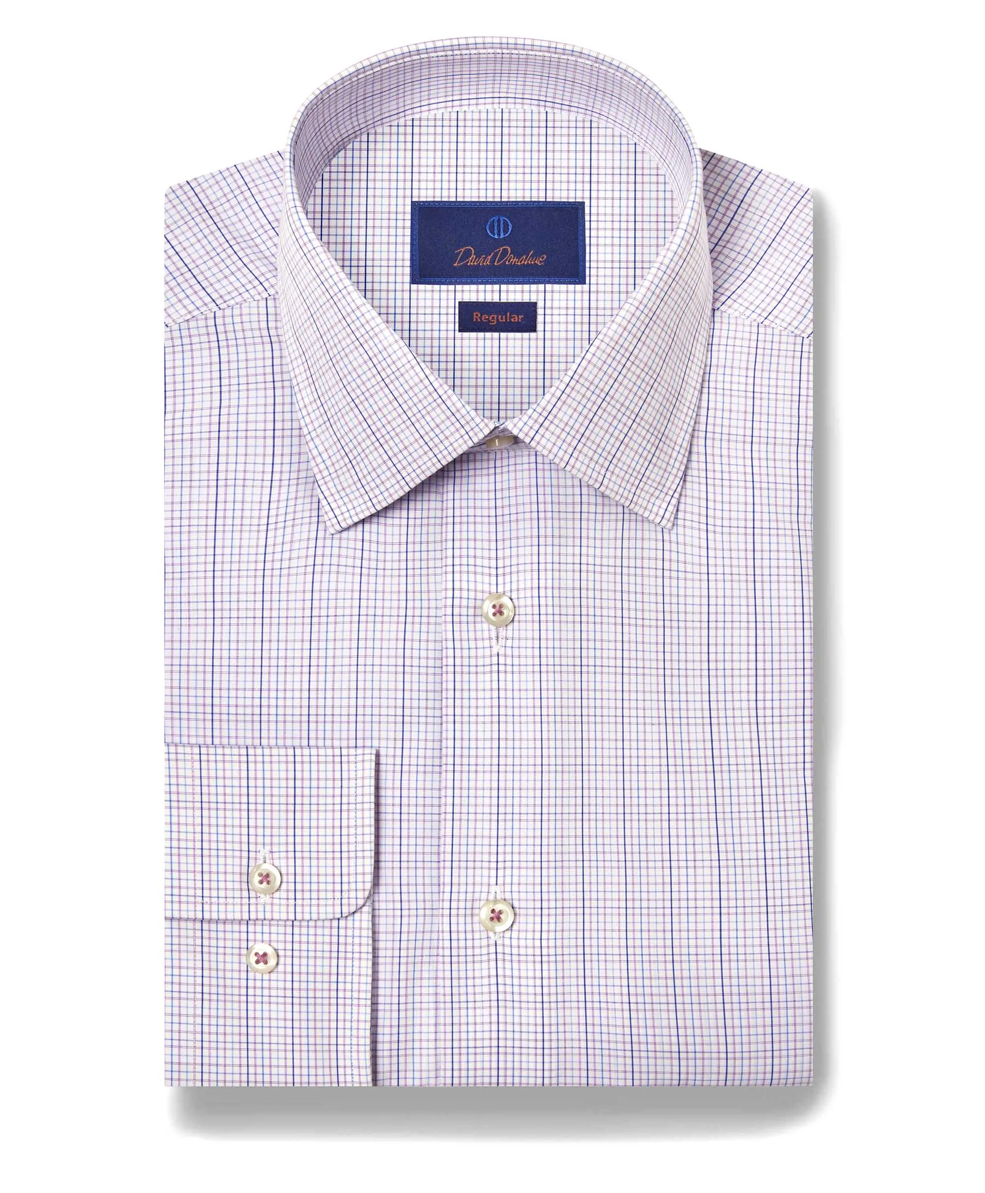 RBSP11817588 | Purple Multi Poplin Check Dress Shirt Soft Feel Holiday Travel