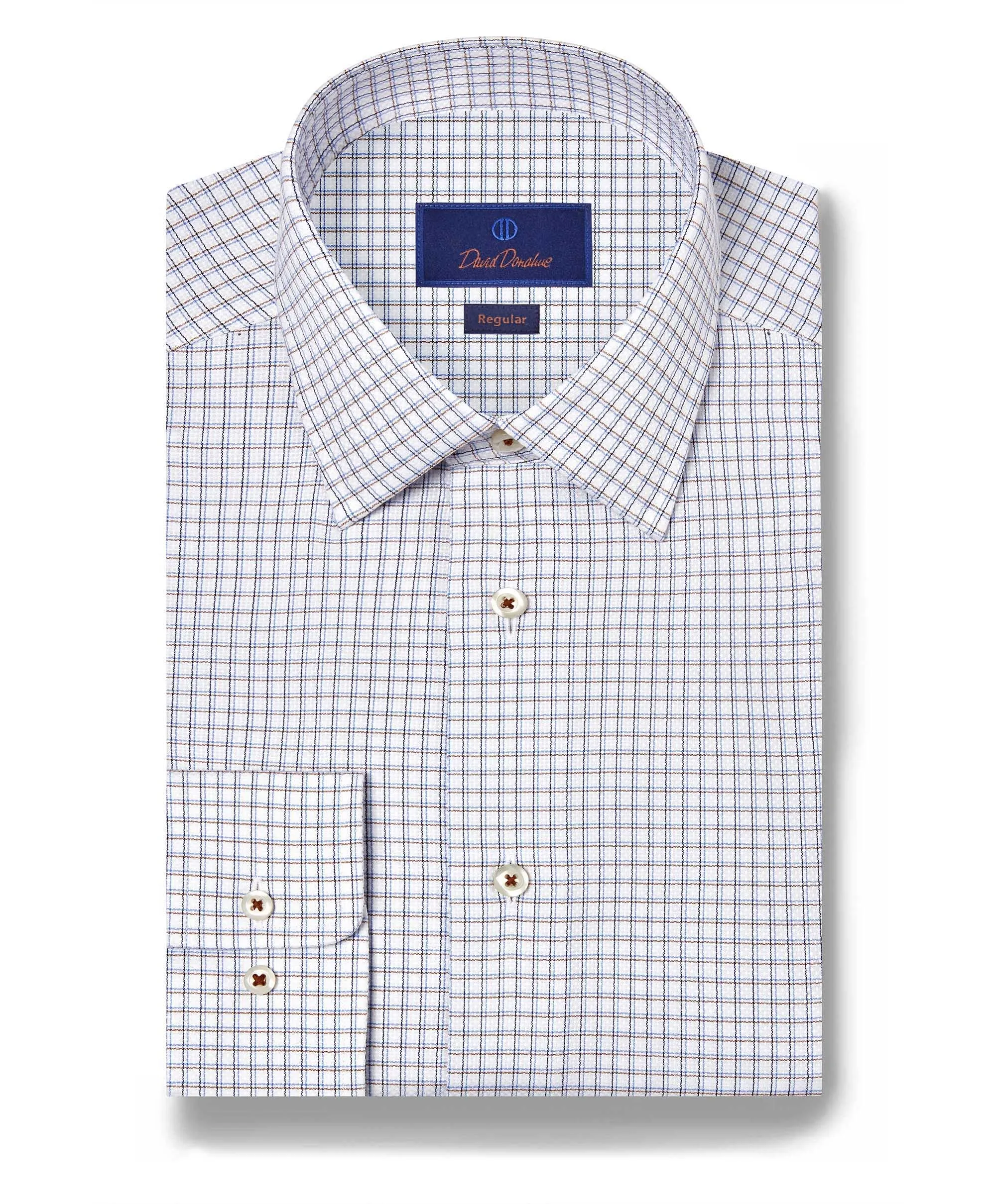 RBSP11819102 | White & Chocolate Dobby Check Dress Shirt Versatile Styling