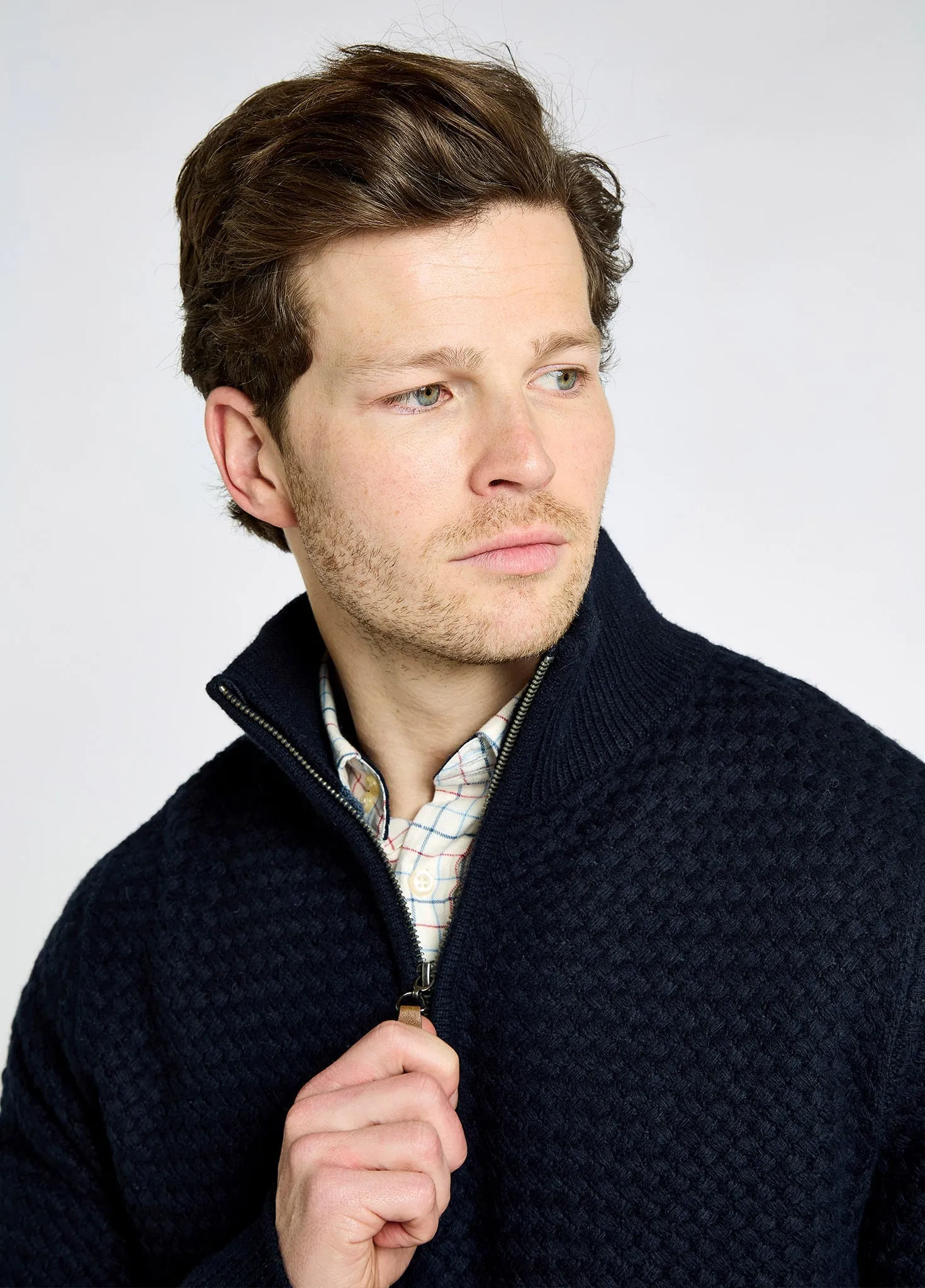 Parisian Chic ChafeFree Design Power Men's Zip neck sweater - Navy