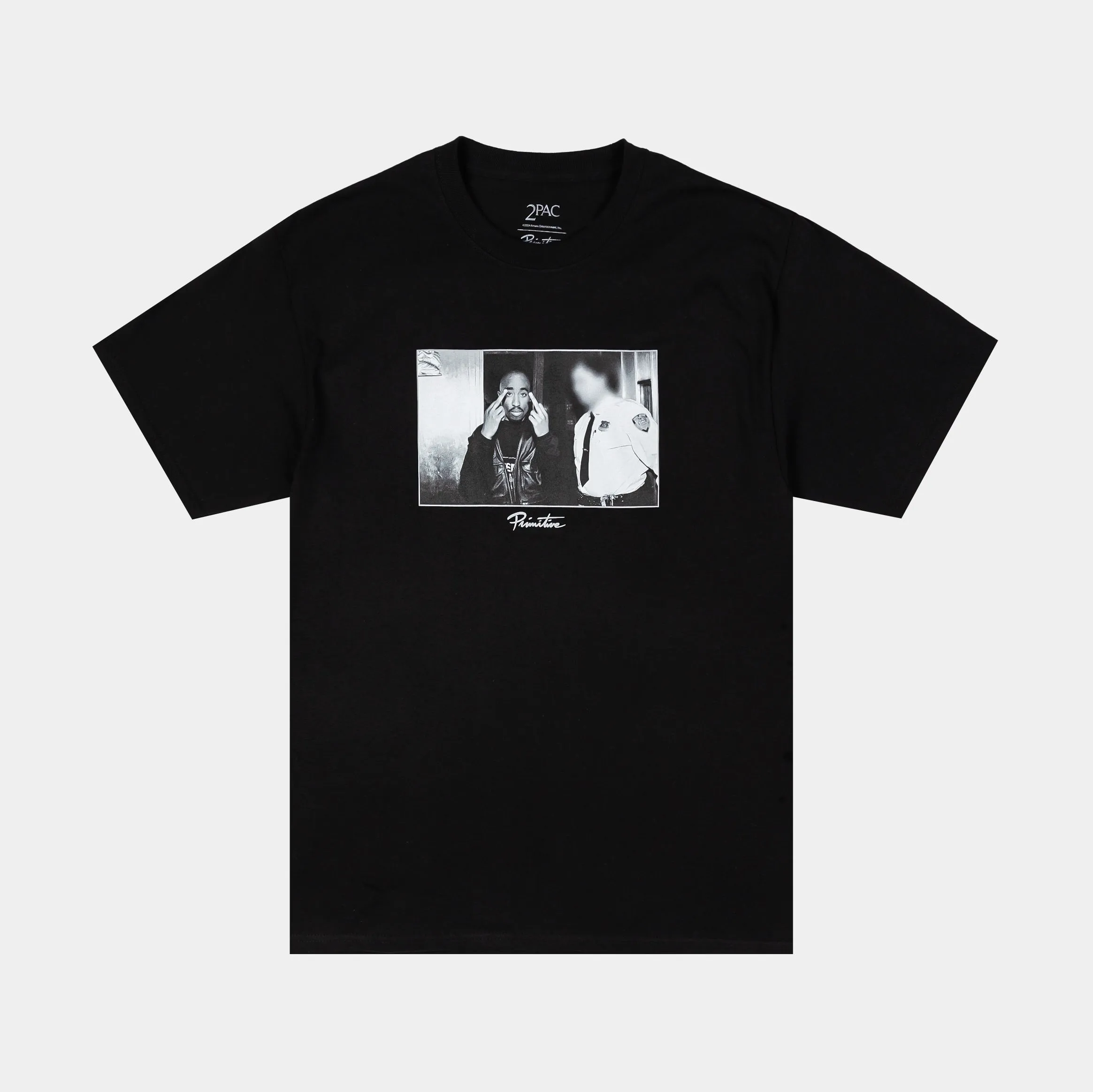 Tupac Icon Mens Short Sleeve Shirt (Black/Black/White) windproof