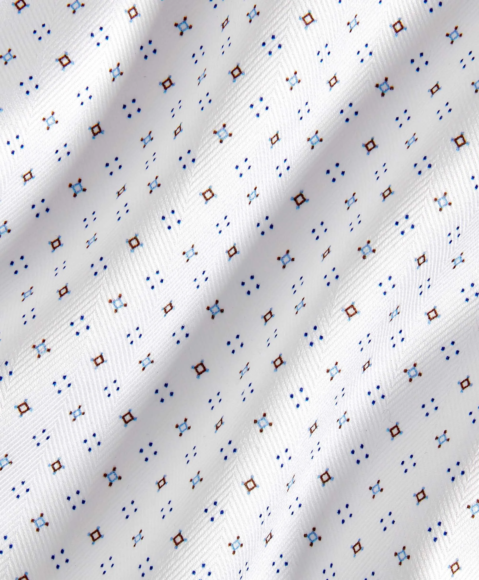 Seasonal Essential TBSP11202102 | White & Chocolate Geometric Print Dress Shirt