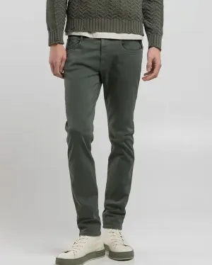 Replay Anbass Hyperflex Colour XLITE Slim Fit Mens Jeans - Military Green Bartack Stitching
