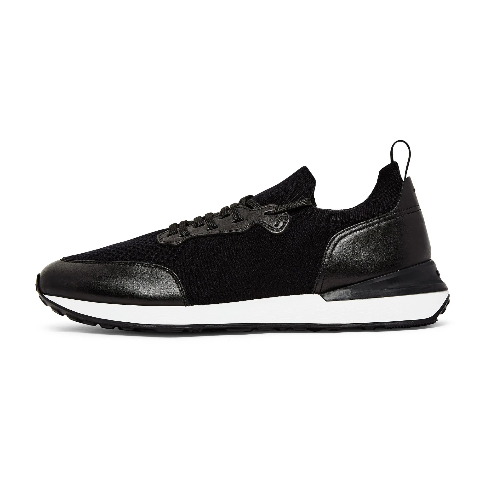 Fresh Tone Magnanni Knitted & Leather Lace Up Trainer GRAFTON (Black)