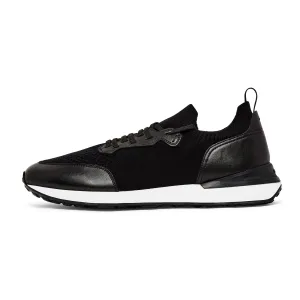 Fresh Tone Magnanni Knitted & Leather Lace Up Trainer GRAFTON (Black)