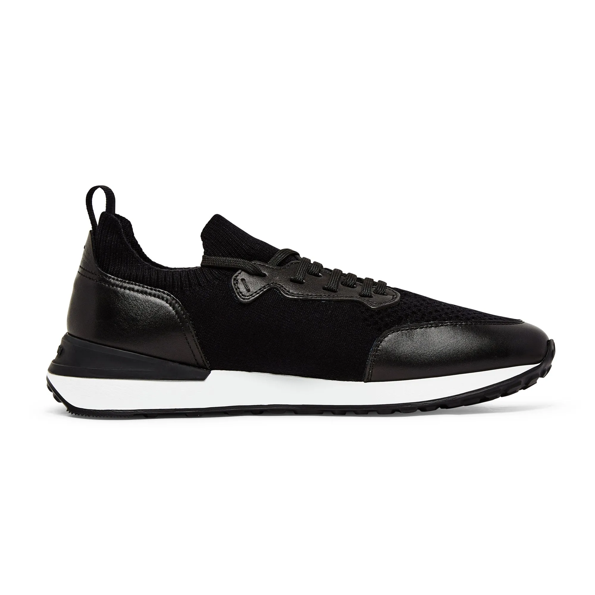Reinforced Heel Stabilizer Magnanni Knitted & Leather Lace Up Trainer GRAFTON (Black)