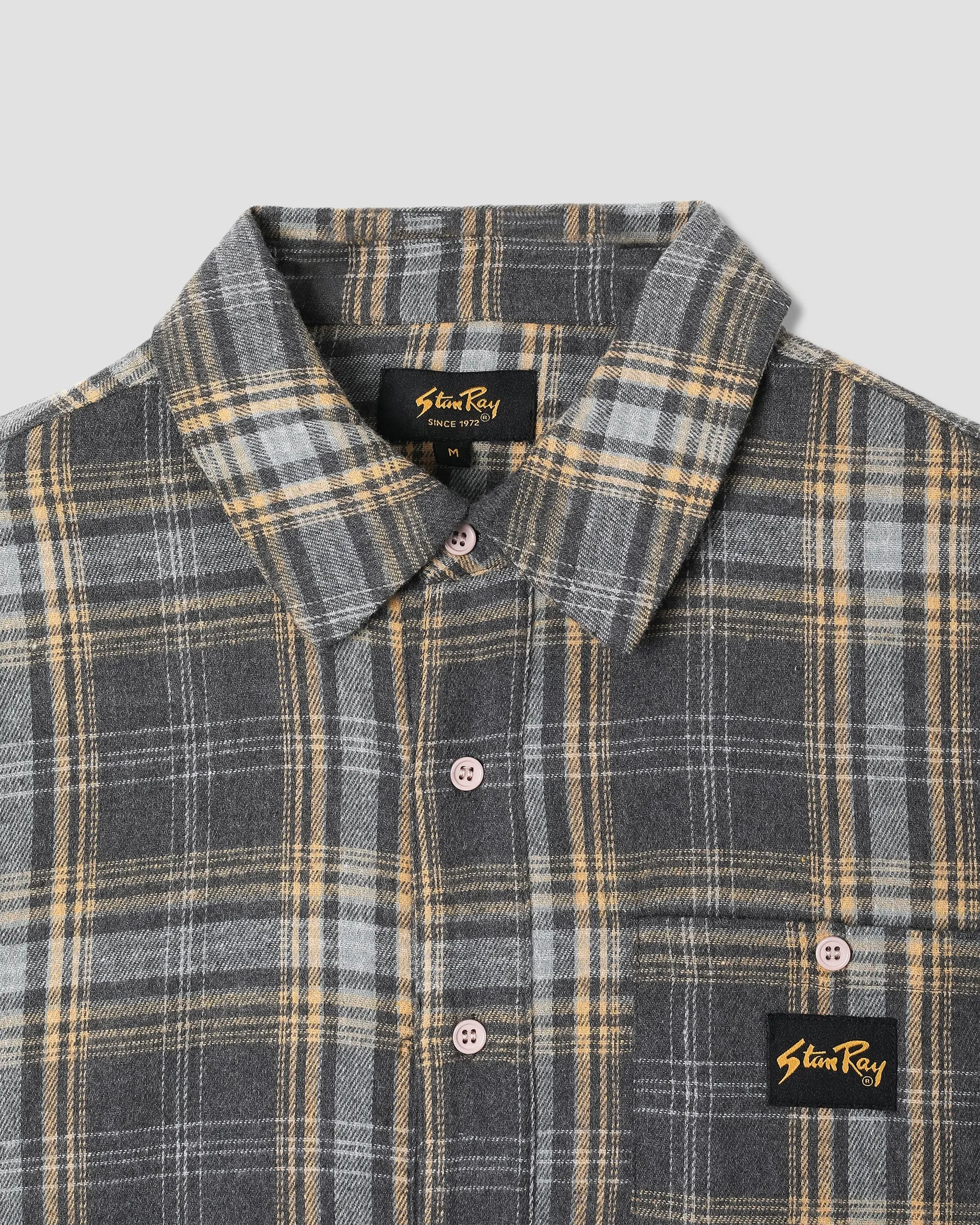 Stan Ray Flannel Shirt Charcoal Lightweight Weave