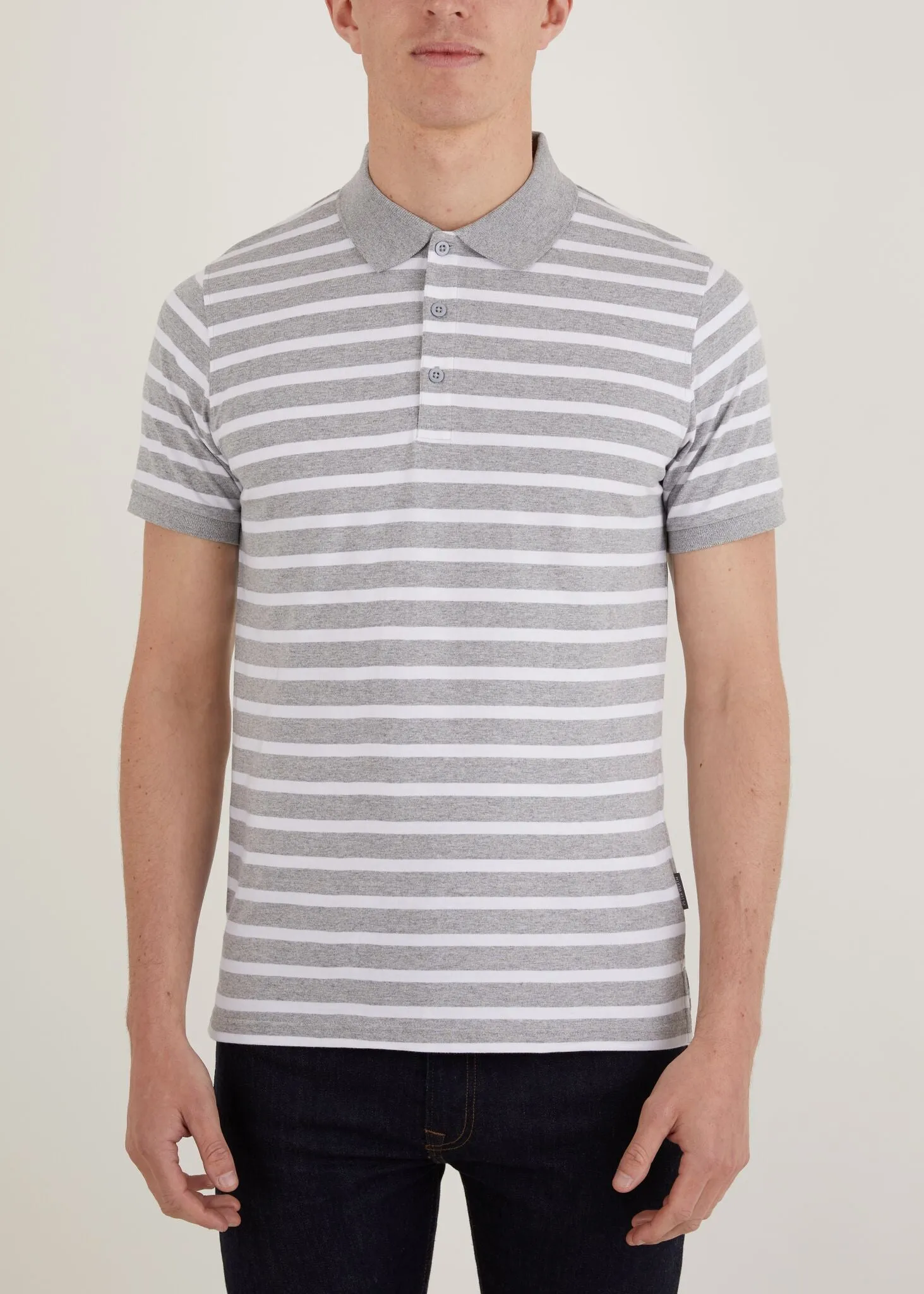Gresley Polo Shirt - Grey/White Bold Step AntiPilling Finish