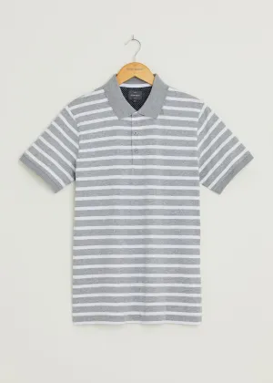 Gresley Polo Shirt - Grey/White Flexible Fabric Blend Vegan Mood