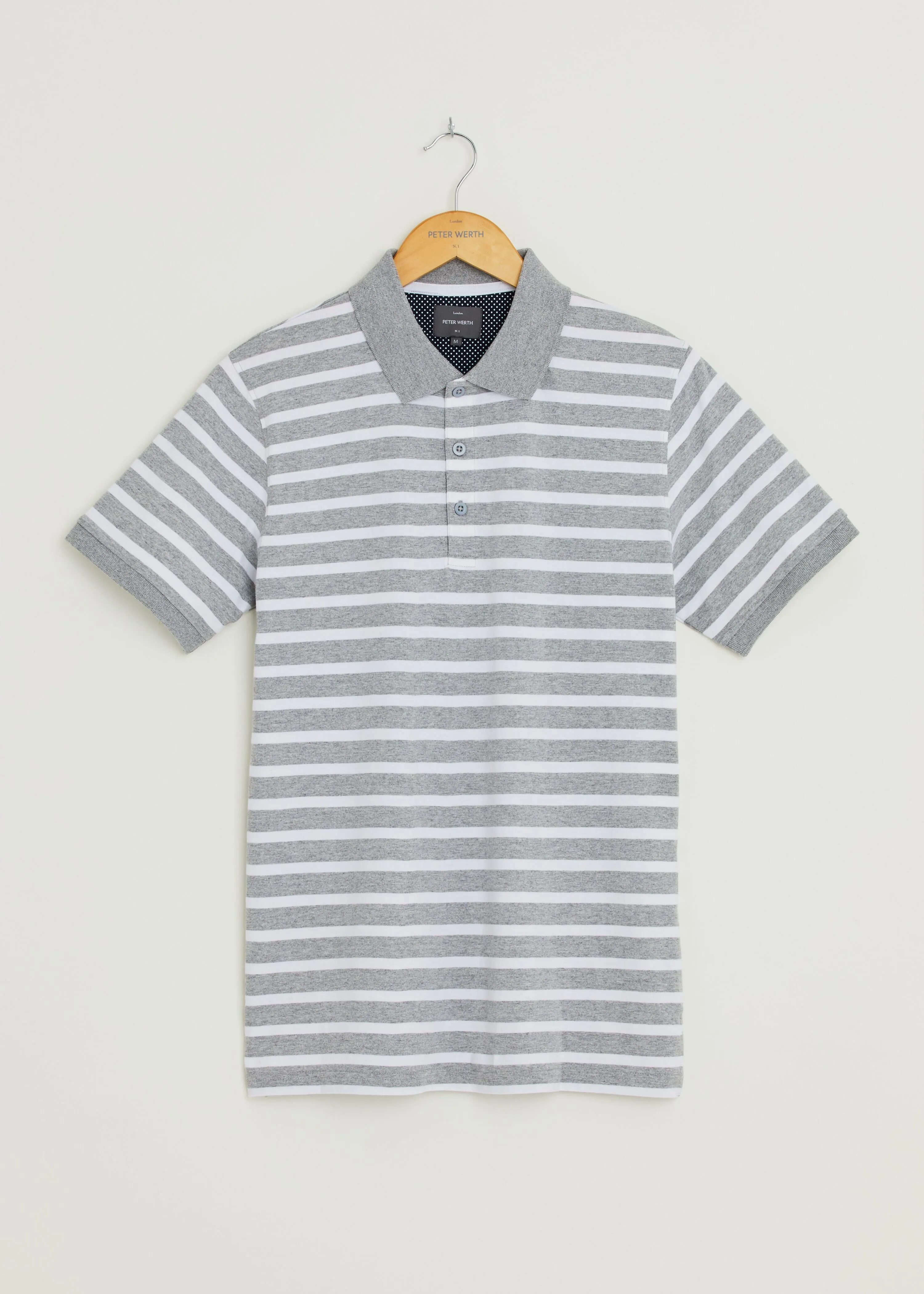 Gresley Polo Shirt - Grey/White Flexible Fabric Blend Vegan Mood