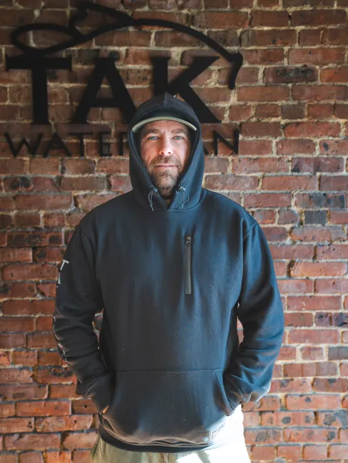 product shoe support Stylish Look Dawn Patrol Heavyweight Hoodie w/ Blackfish logo