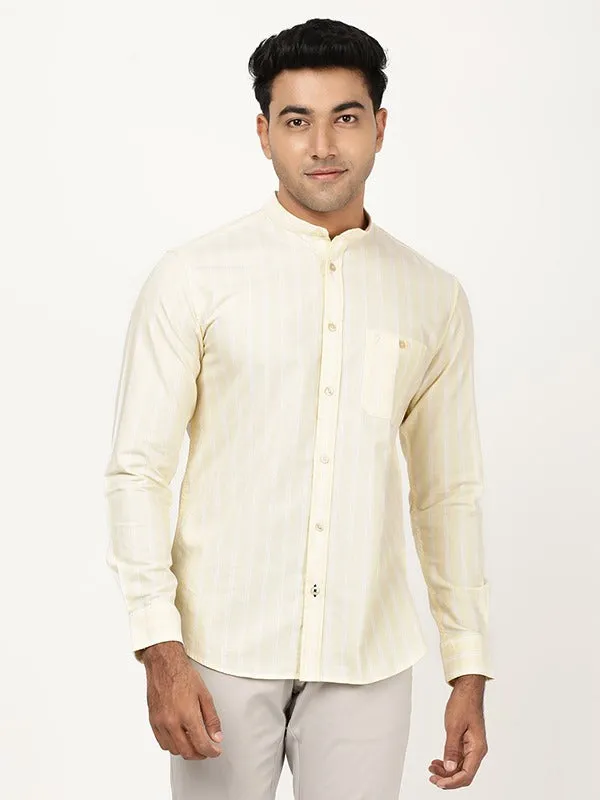 Men Striped Full Sleeve Cotton Shirt Pocket Detailing Youthful Vibe