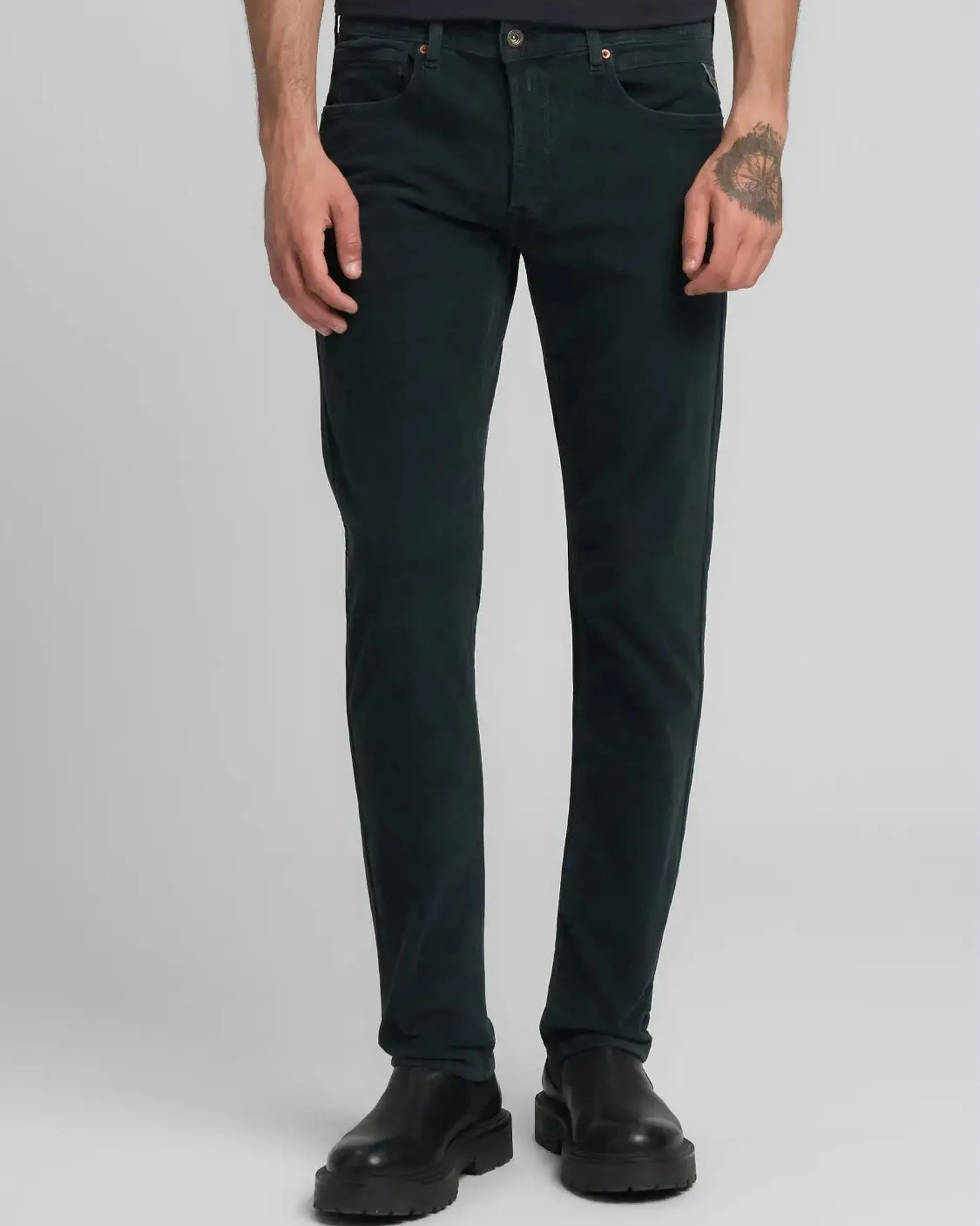 Sustainable Creative Look Replay Grover Straight Fit Mens Cords - Black