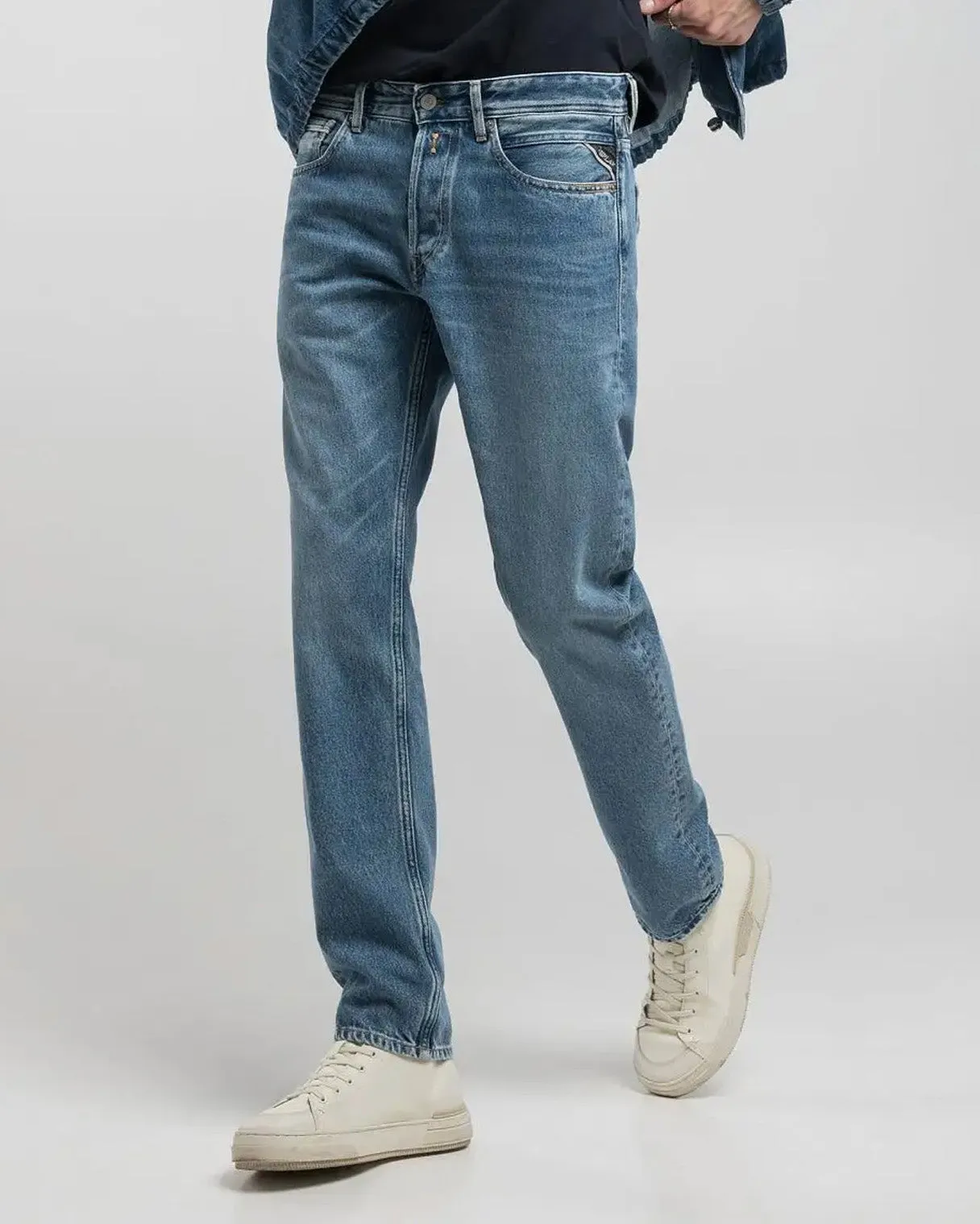 Comfy Touch Replay Grover Straight Fit Mens Jeans - Medium Blue