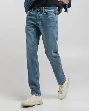Replay Grover Straight Fit Mens Jeans - Medium Blue Garment Washed Softness