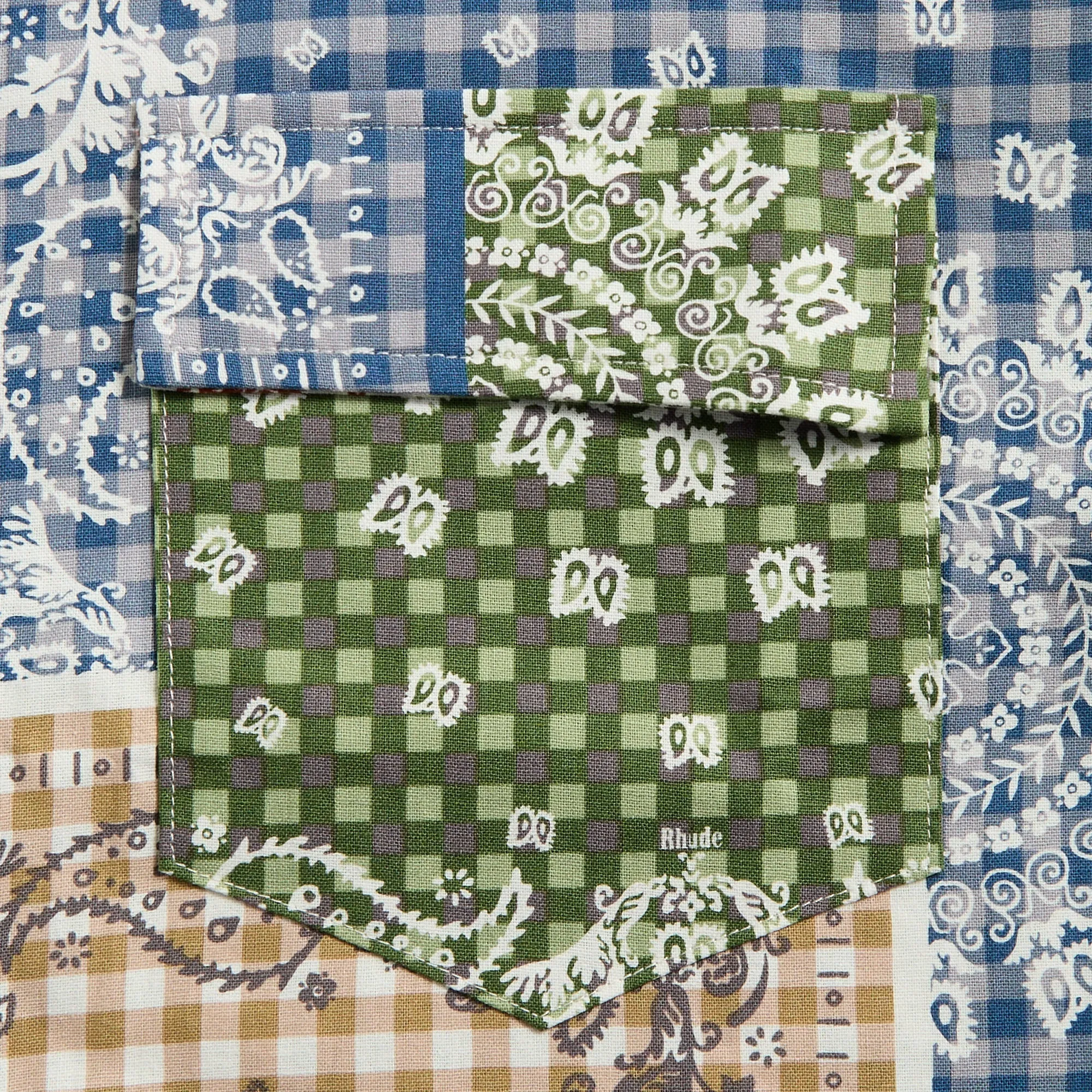 Rhude Bandana Boxy Work Shirt - Multi Flat Lock Stitching Low Profile Collar Design