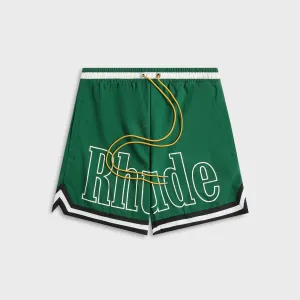 Rhude Logo Basketball Swim Short - Forest Green / Black / White formal alternative