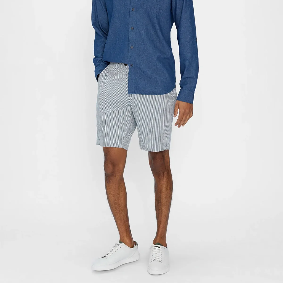 Ted Baker - SERUM Striped Shorts in White & Blue UV protection layer