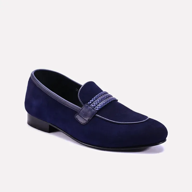 Rogue Blue Formal Velvet Loafers 0111289 Pad Step