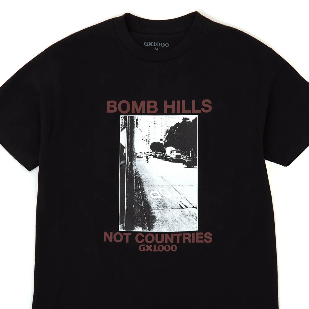 Stretch Fit Bomb Hills Not Countries S/S T-Shirt (Black / Burgundy)