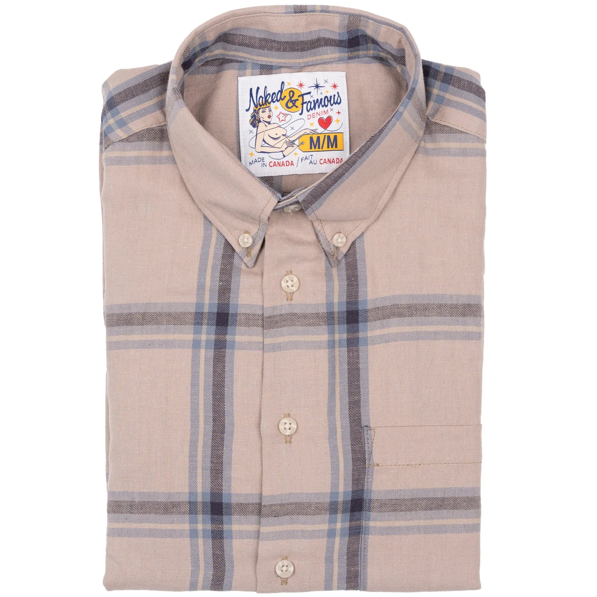 Easy Shirt - Hemp Blend Check - Sand Solid Hue