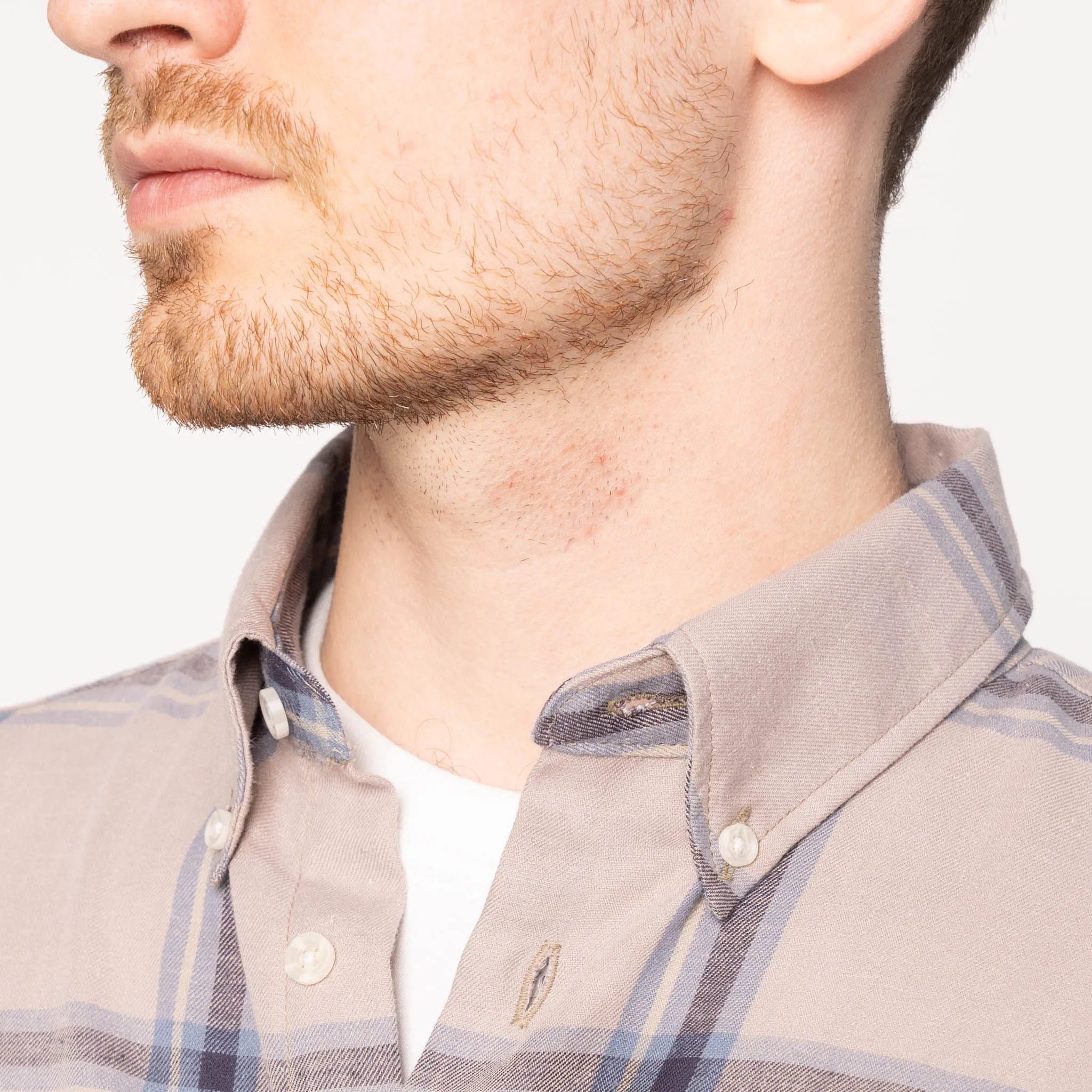 Perfect Layer Easy Shirt - Hemp Blend Check - Sand