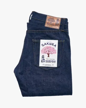 Samurai Jeans S500AX-SAKURA Regular Straight 18oz AI Plus Sakura Selvedge Jeans - Indigo Comfort Wear Smooth Comfort
