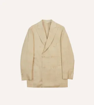 Sand Tussah Silk Double-Breasted Tailored Jacket DoubleLayeredCuffs