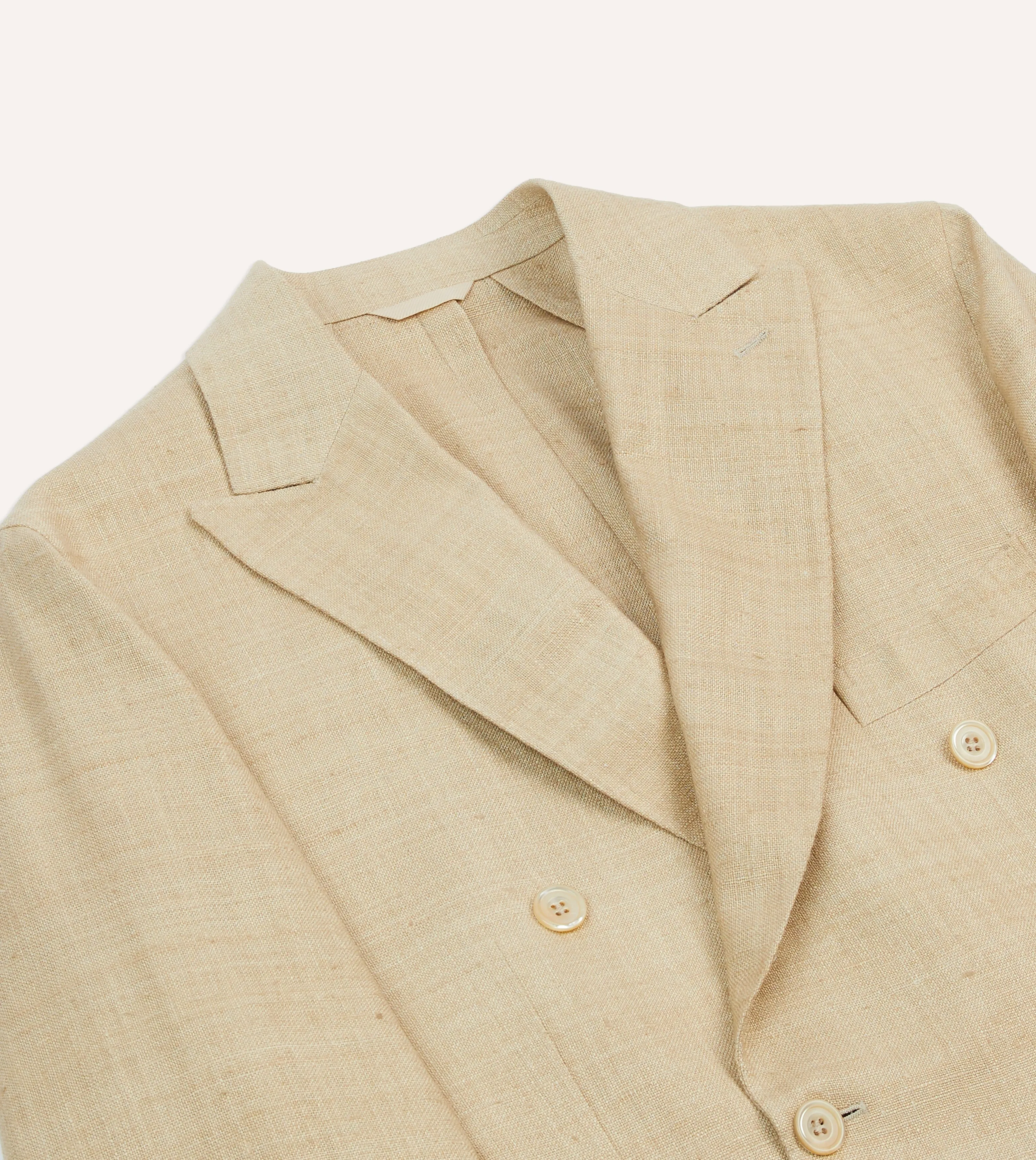 Sand Tussah Silk Double-Breasted Tailored Jacket Bonded Collars WaterResistantFabric
