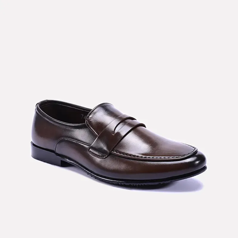Savage Brown Dress Penny Loafers 0111124 Wingtip Detailing