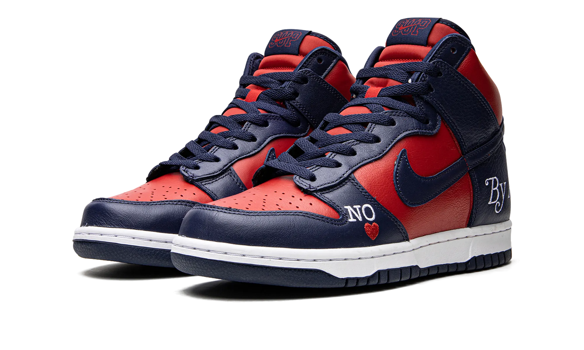 SB Dunk High "Supreme - By Any Means - Navy/Red" Stretchable