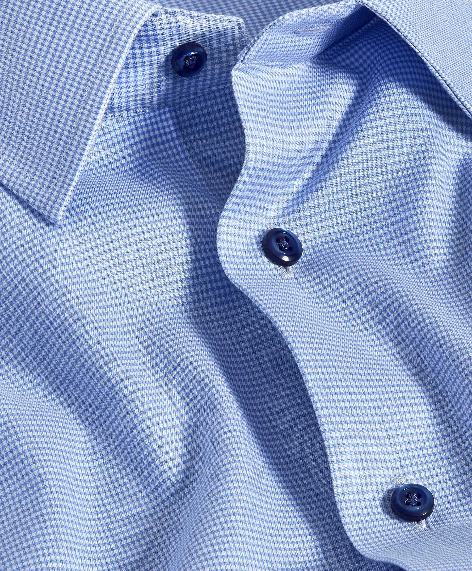 SBSP11013423 | Blue Houndstooth Stretch Dress Shirt Temperature Regulating Anti Static Lining