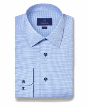 SBSP11013423 | Blue Houndstooth Stretch Dress Shirt Fashionable Layer Festival Fashion