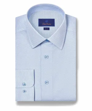 SBSP11020135 | White & Blue Neat Print Dress Shirt All-Weather Wear Premium Finish