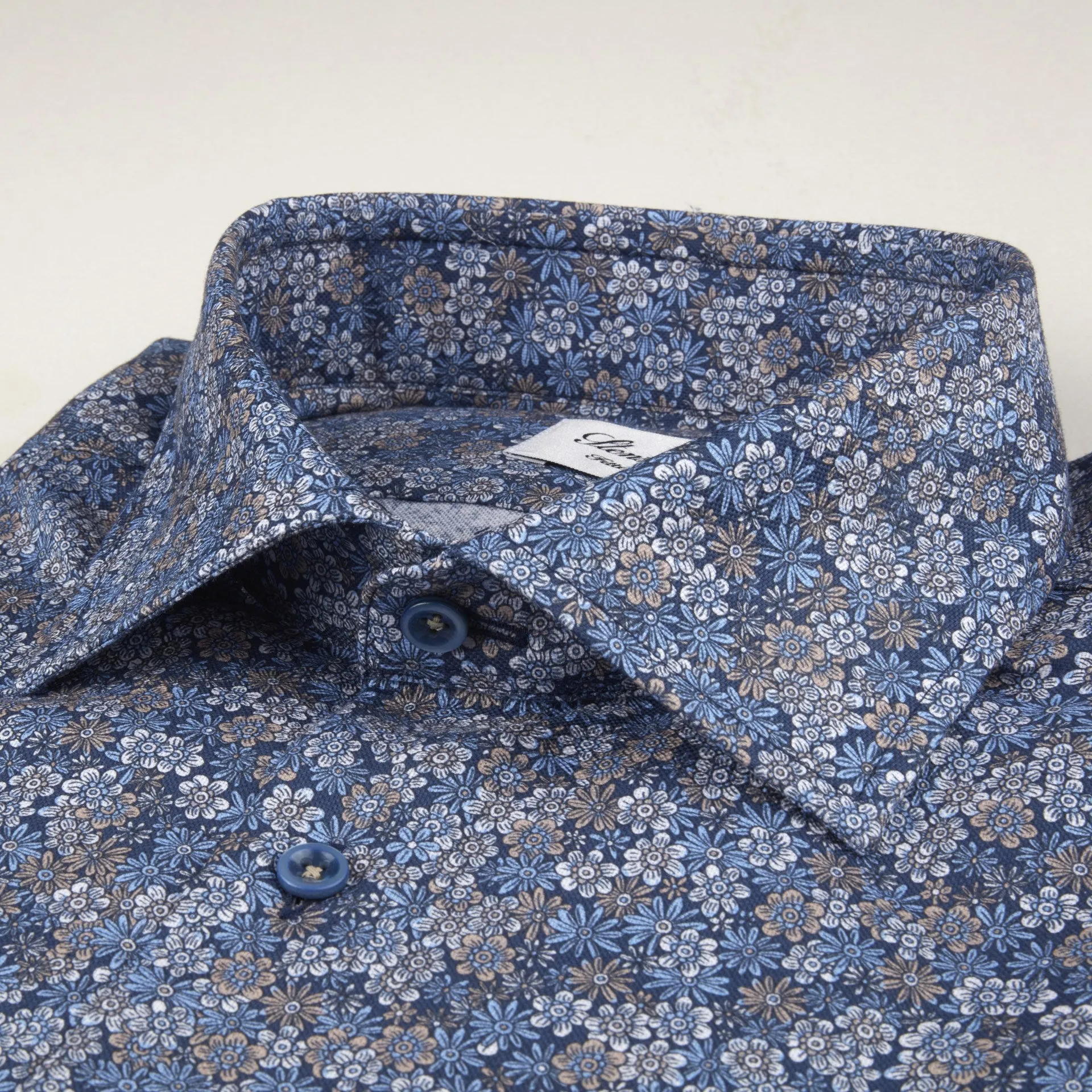 ID50298-Stenstroms Blue Flower Pattern Shirt Pocket Detailing Affordable Luxury