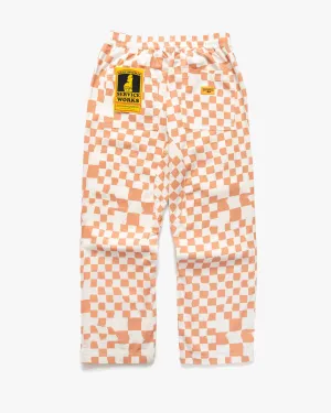 Sharp Vibe Always Needed Service Works Drill Printed Chef Pant - Salmon Checker