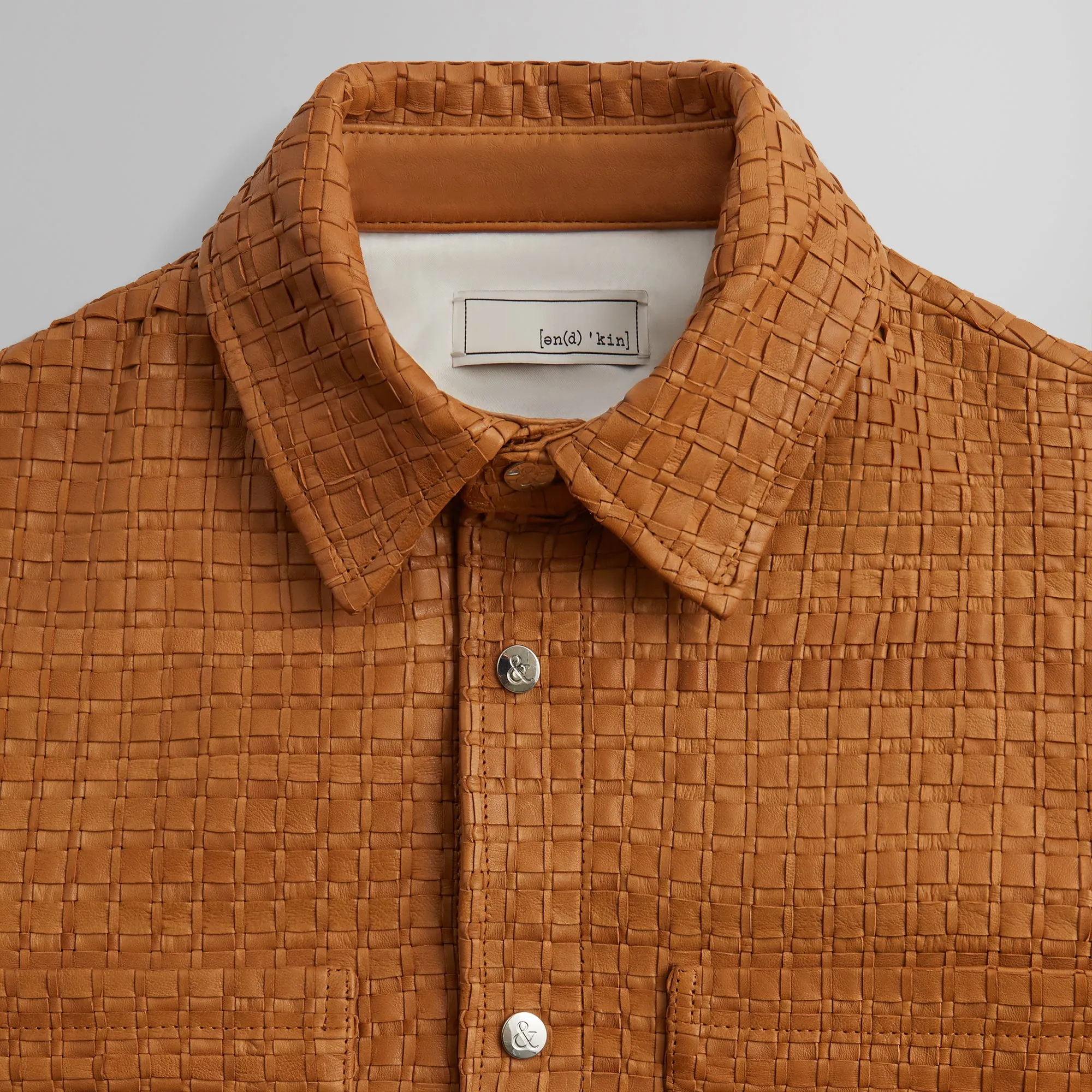 Cashmere Blend &Kin Woven Leather Apollo II Shirt - Tool