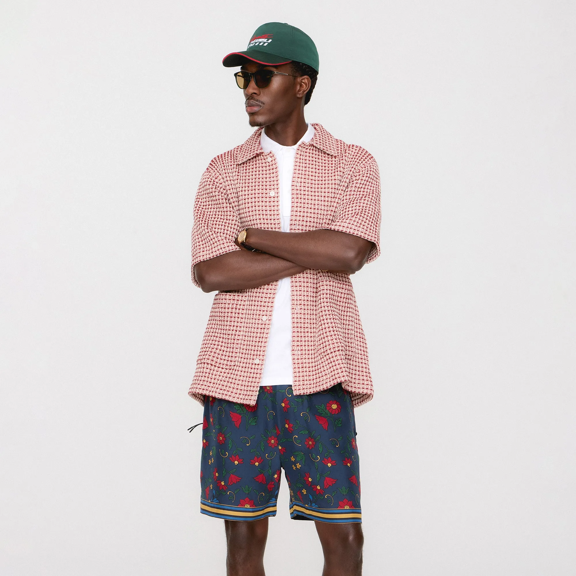 Kith Geometric Diamond Short Sleeve Boxy Collared Overshirt - Bitters Seamless Knit Cuffs Casual Staple