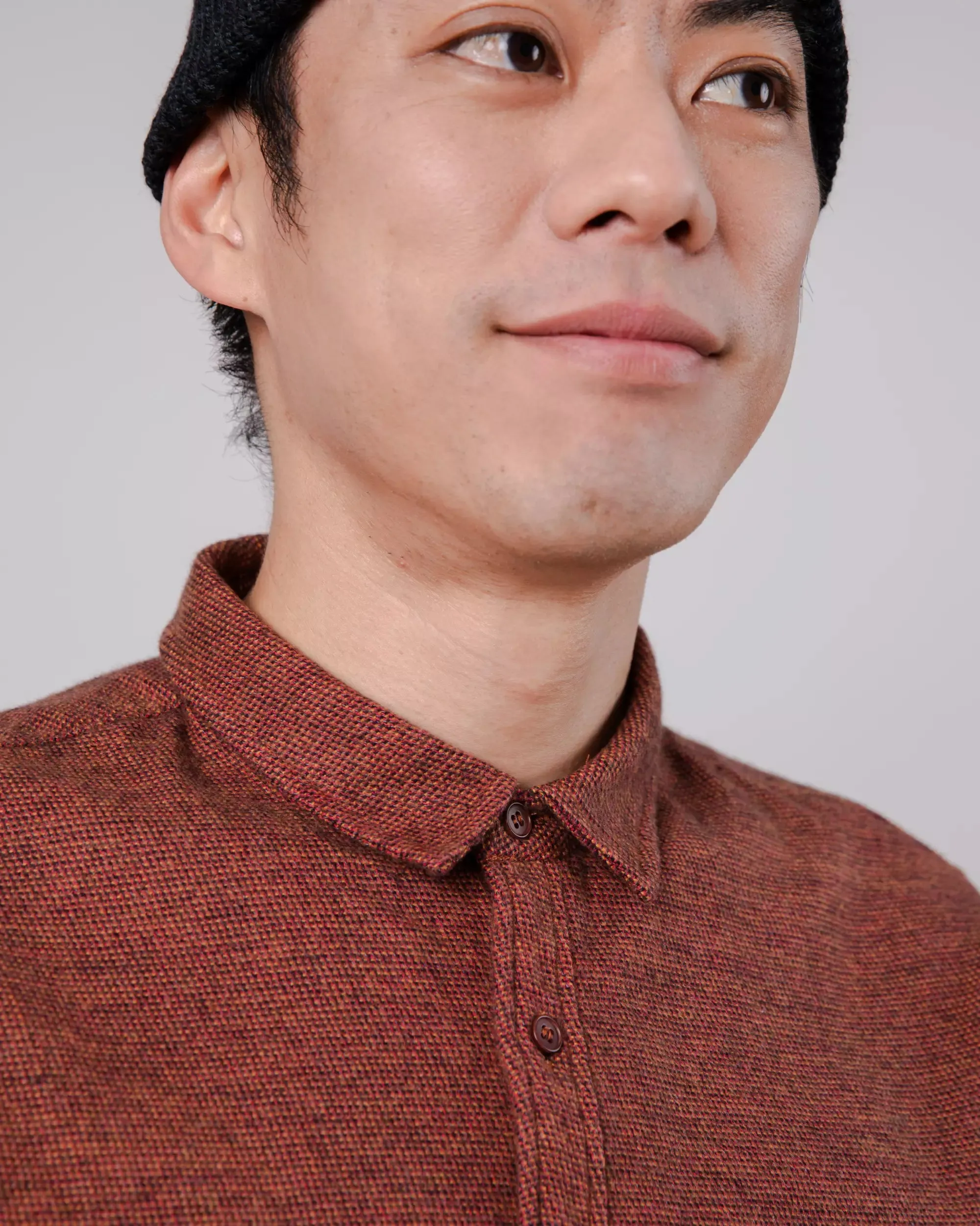 Mouline Flannel Regular Shirt Orange Checkered Look Breathable Material