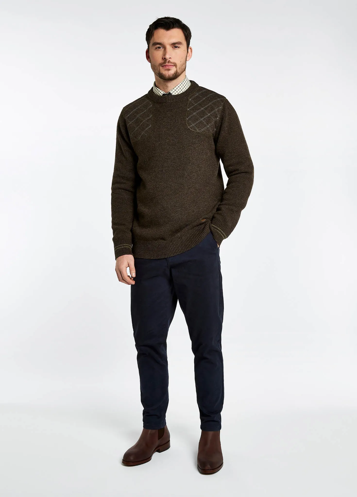 AntiStatic Cloth Clarinbridge Men's Crew Neck Sweater - Mahogany