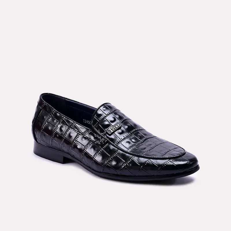 Luxury Brand Weekend Events Dominic Black Crocodile Formal Loafers 0111064