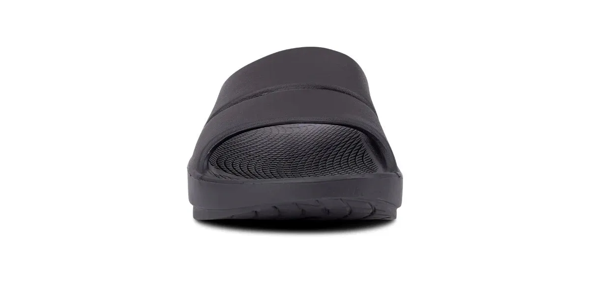 Oofos OOahh Recovery Slide Sandal in Black veteran running shoes