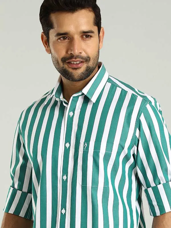 Street Chic Minimalist Aesthetic Men Striped Full Sleeve Cotton Shirt