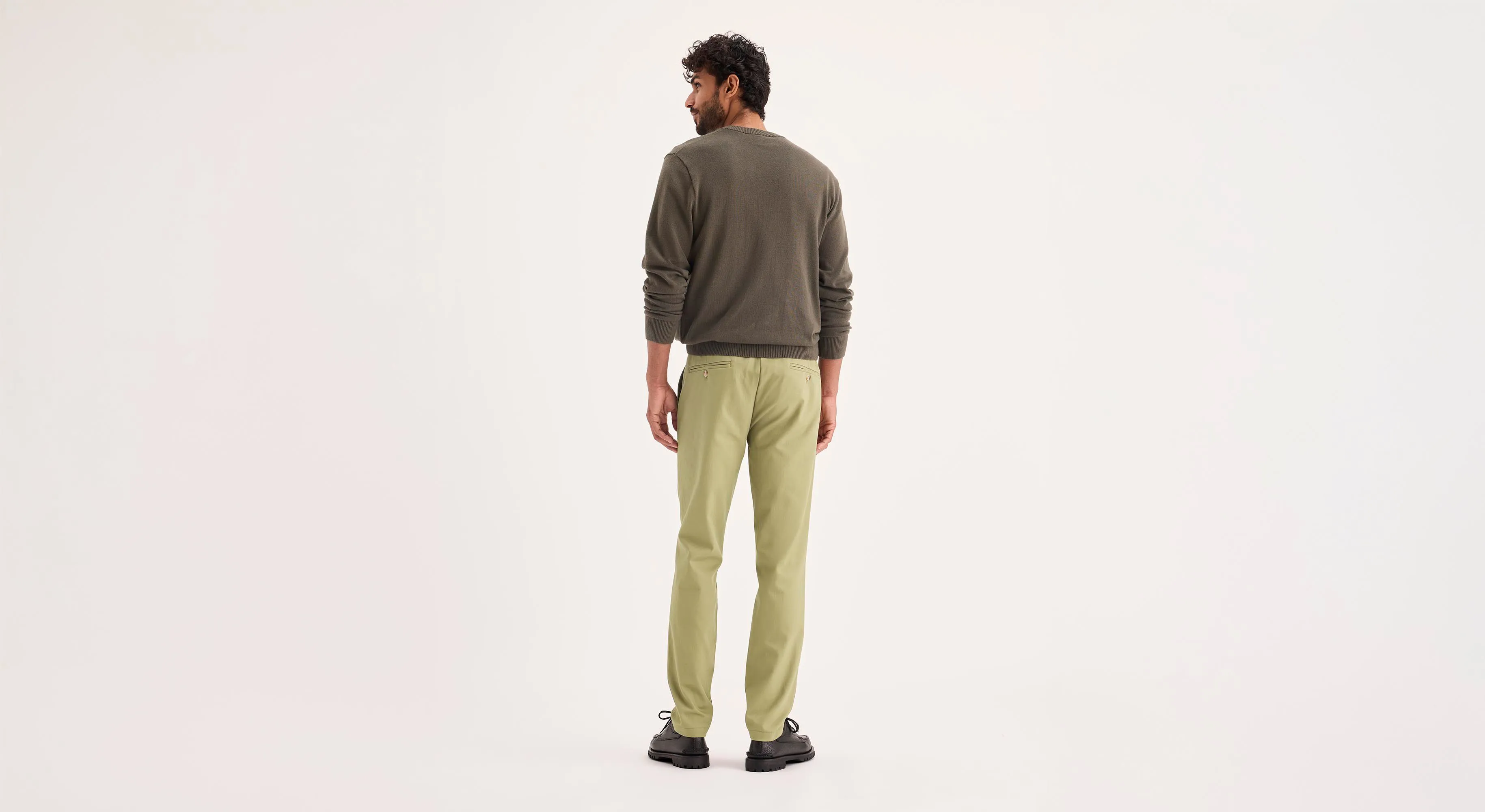 Adjustable loop Sleek Comfort Signature Iron Free Khakis, Skinny Fit with Stain Defender?