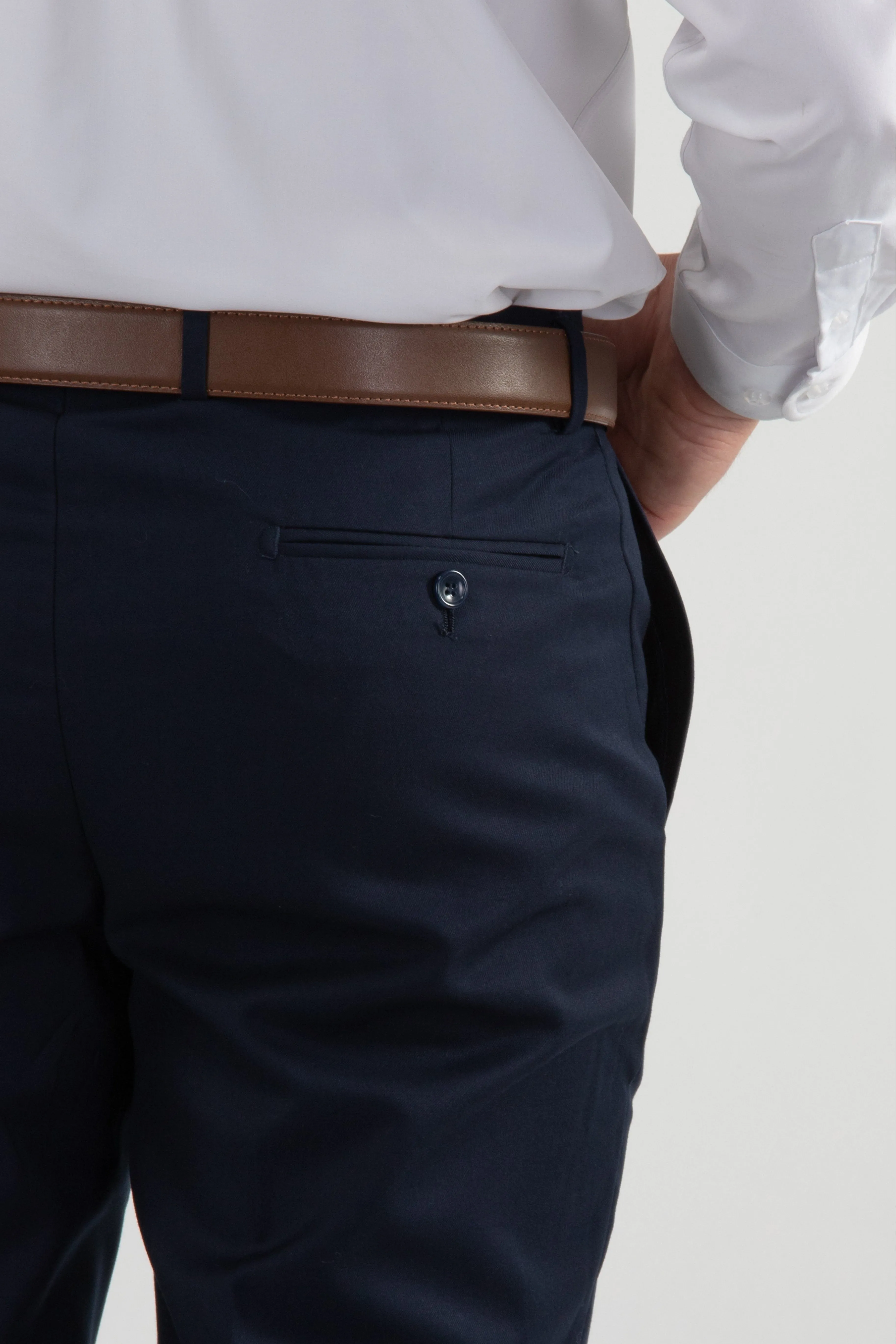 Curved Waistline Flexible Seam Signature Suit Pant Slim Fit / Navy