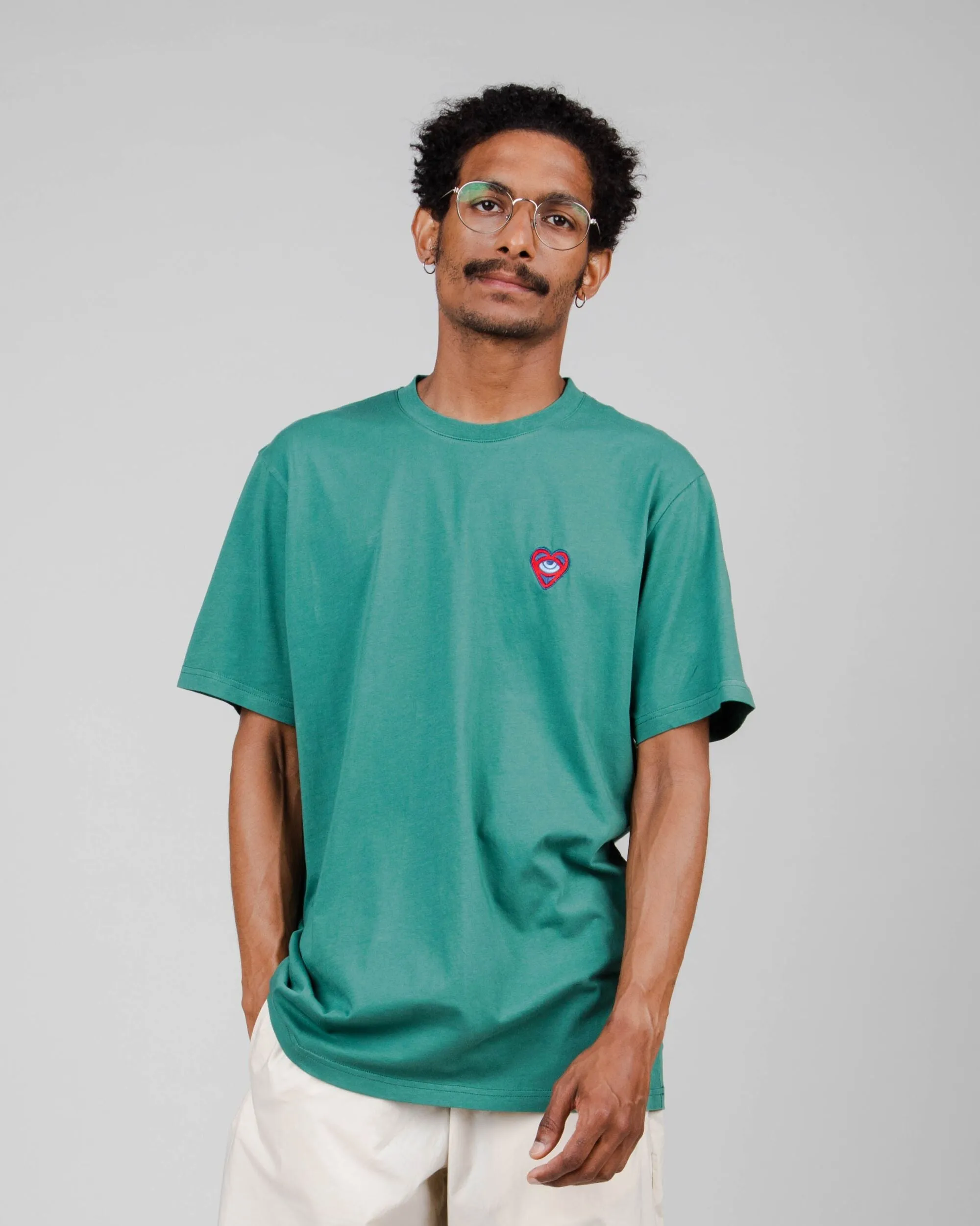 Asis Percales Heart T-Shirt Green Quick Release Hem outdoor concert